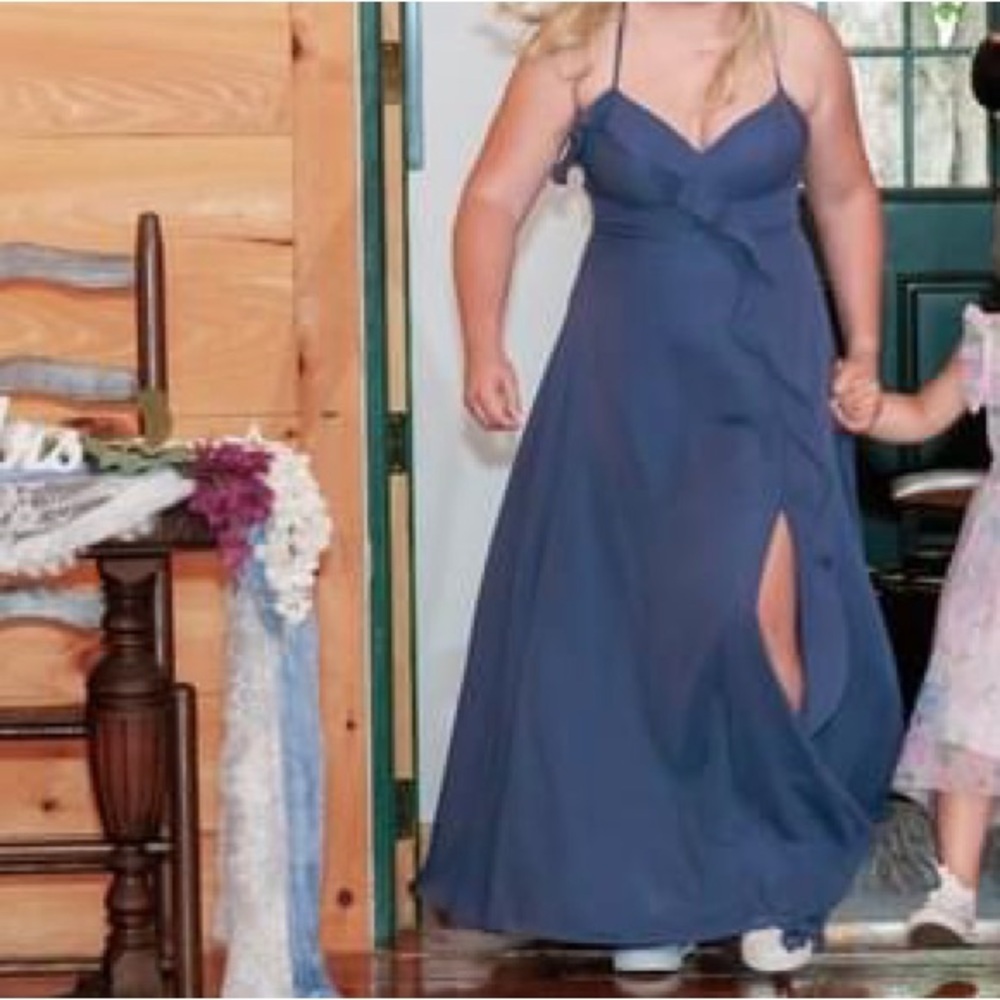 Blue Bridesmaids Dress With Slit